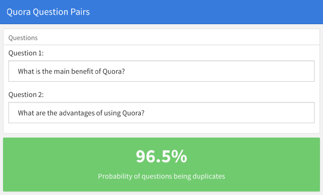 Classifying Duplicate Questions from Quora with Keras