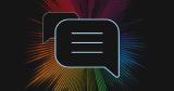 an image with lines representing ai computing lie behind a chatbox icon